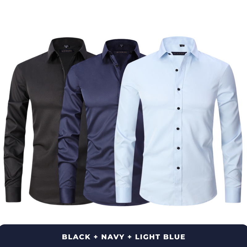 3-Pack Zarvini Long Sleeve Shirts + Complimentary Watch