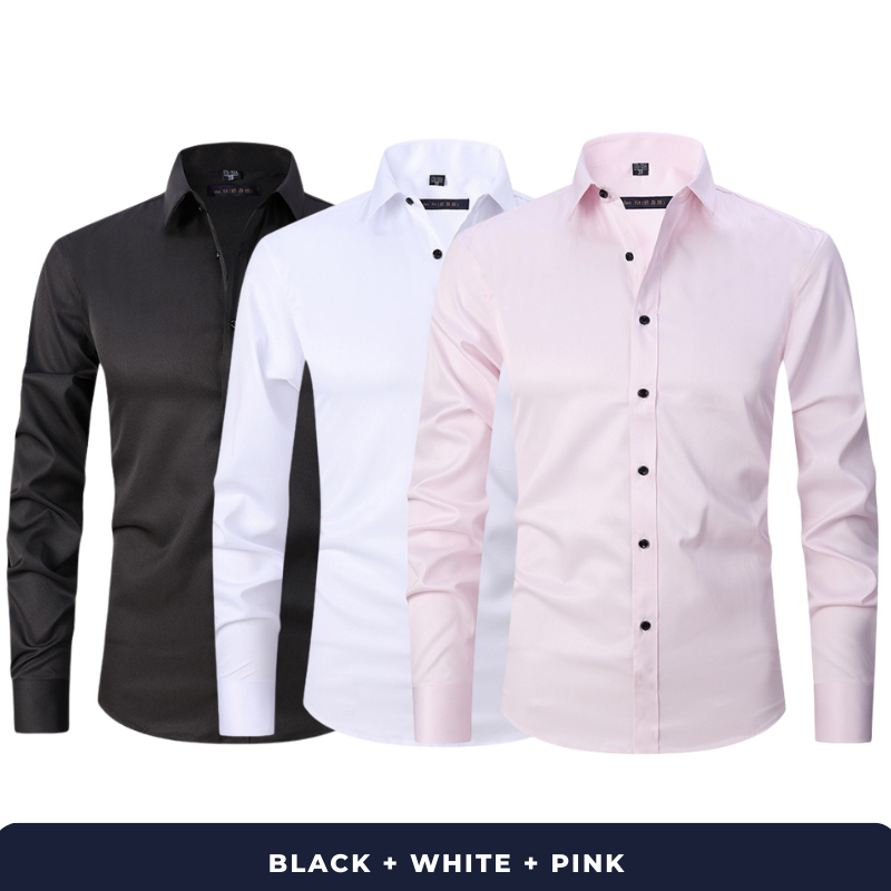 3-Pack Zarvini Long Sleeve Shirts + Complimentary Watch