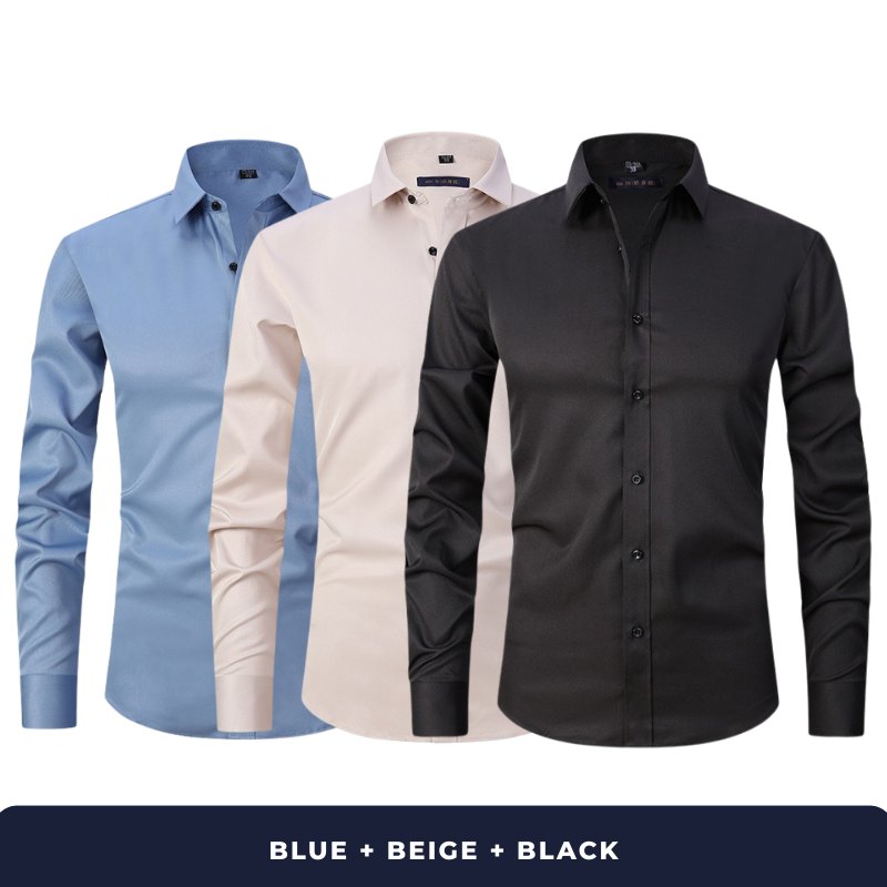 3-Pack Zarvini Long Sleeve Shirts + Complimentary Watch