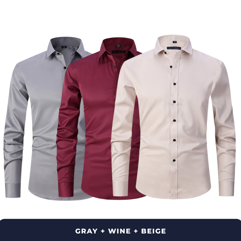 3-Pack Zarvini Long Sleeve Shirts + Complimentary Watch