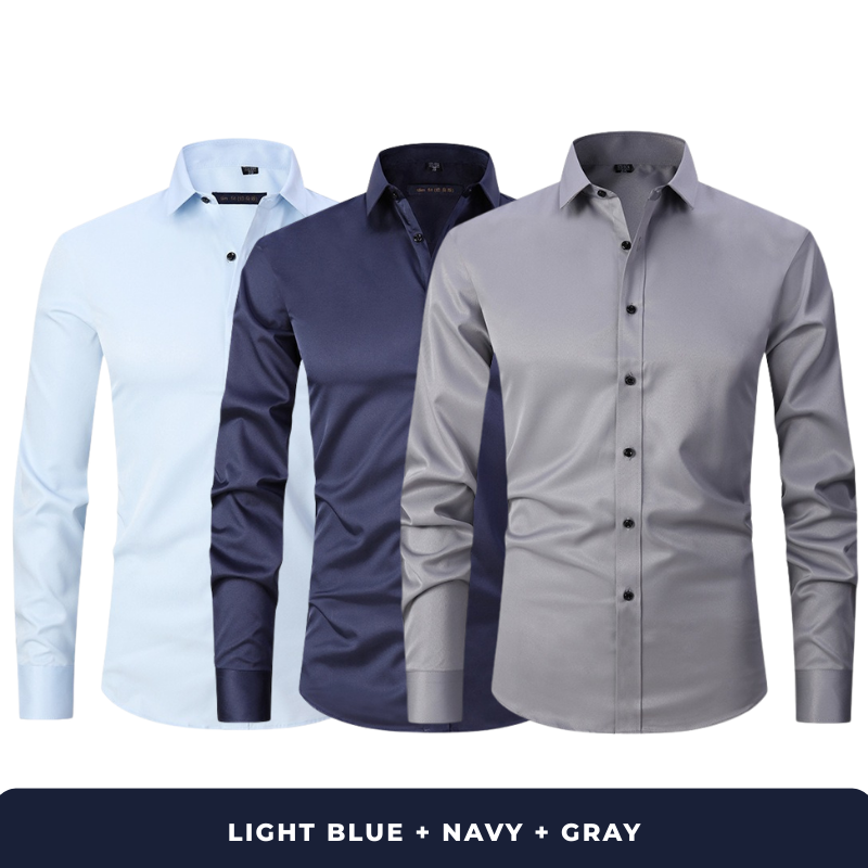 3-Pack Zarvini Long Sleeve Shirts + Complimentary Watch