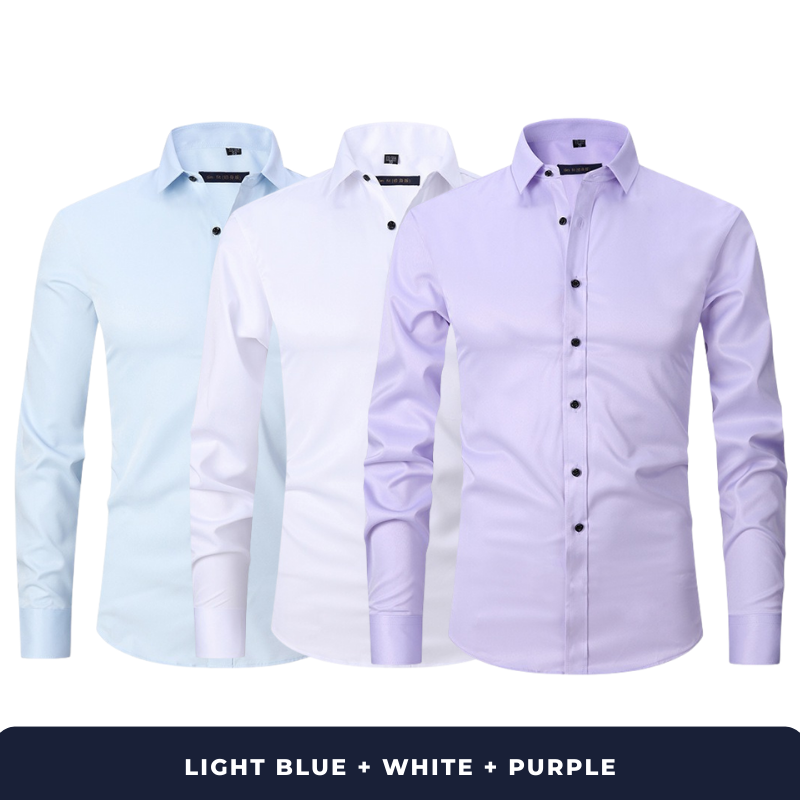 3-Pack Zarvini Long Sleeve Shirts + Complimentary Watch