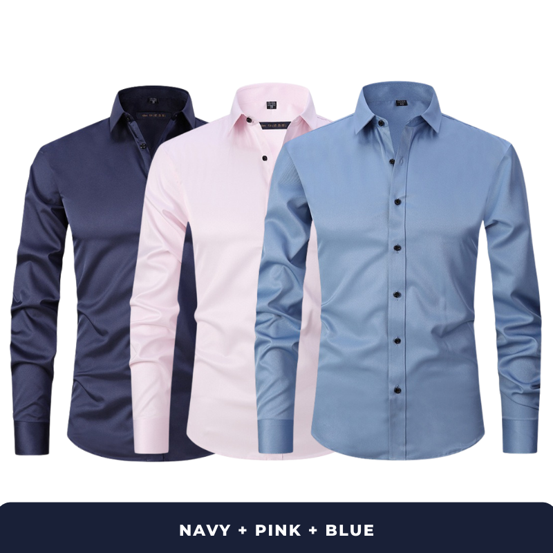 3-Pack Zarvini Long Sleeve Shirts + Complimentary Watch