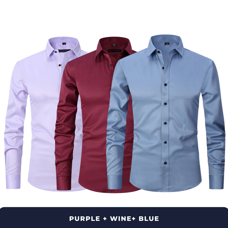 3-Pack Zarvini Long Sleeve Shirts + Complimentary Watch