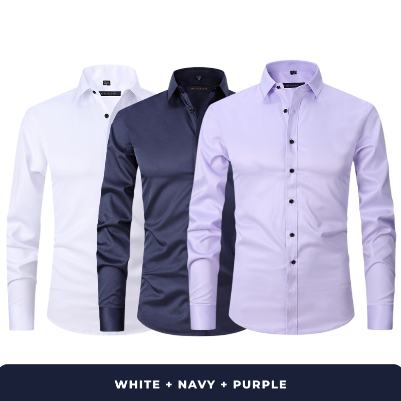 3-Pack Zarvini Long Sleeve Shirts + Complimentary Watch