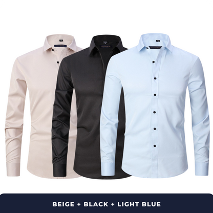 3-Pack Zarvini Long Sleeve Shirts + Complimentary Watch