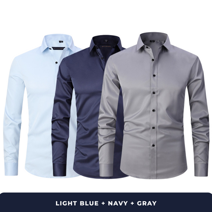 3-Pack Zarvini Long Sleeve Shirts + Complimentary Watch