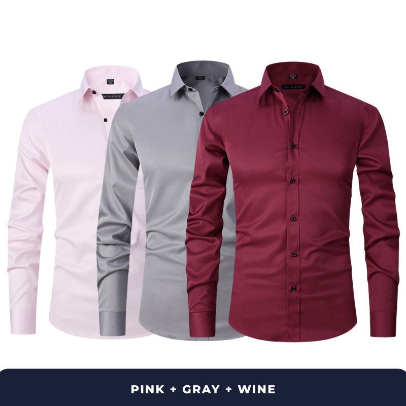 3-Pack Zarvini Long Sleeve Shirts + Complimentary Watch