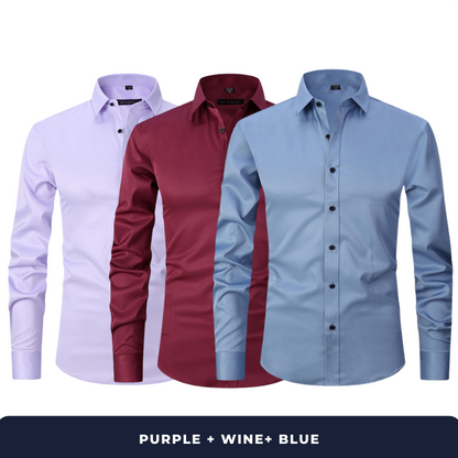 3-Pack Zarvini Long Sleeve Shirts + Complimentary Watch