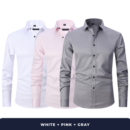 3-Pack Zarvini Long Sleeve Shirts + Complimentary Watch